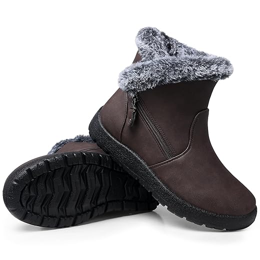 SHIBEVER Winter Boots for Women Waterproof: Womens Snow Boots Warm - Ankle Fur Lined Booties - Insulated Winter Shoes