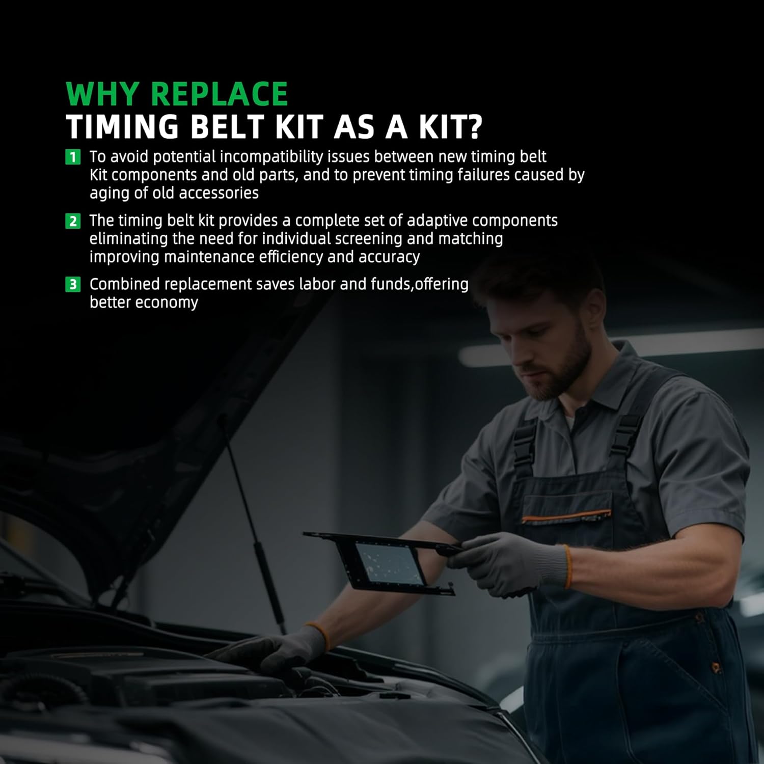 Engine Timing Belt Kit with Water Pump Fits for Dodge Dart 2013-2016, for Fiat 500 2012-2017, 500L 2014-2017, SOHC 1.4L L4, 4892713AC