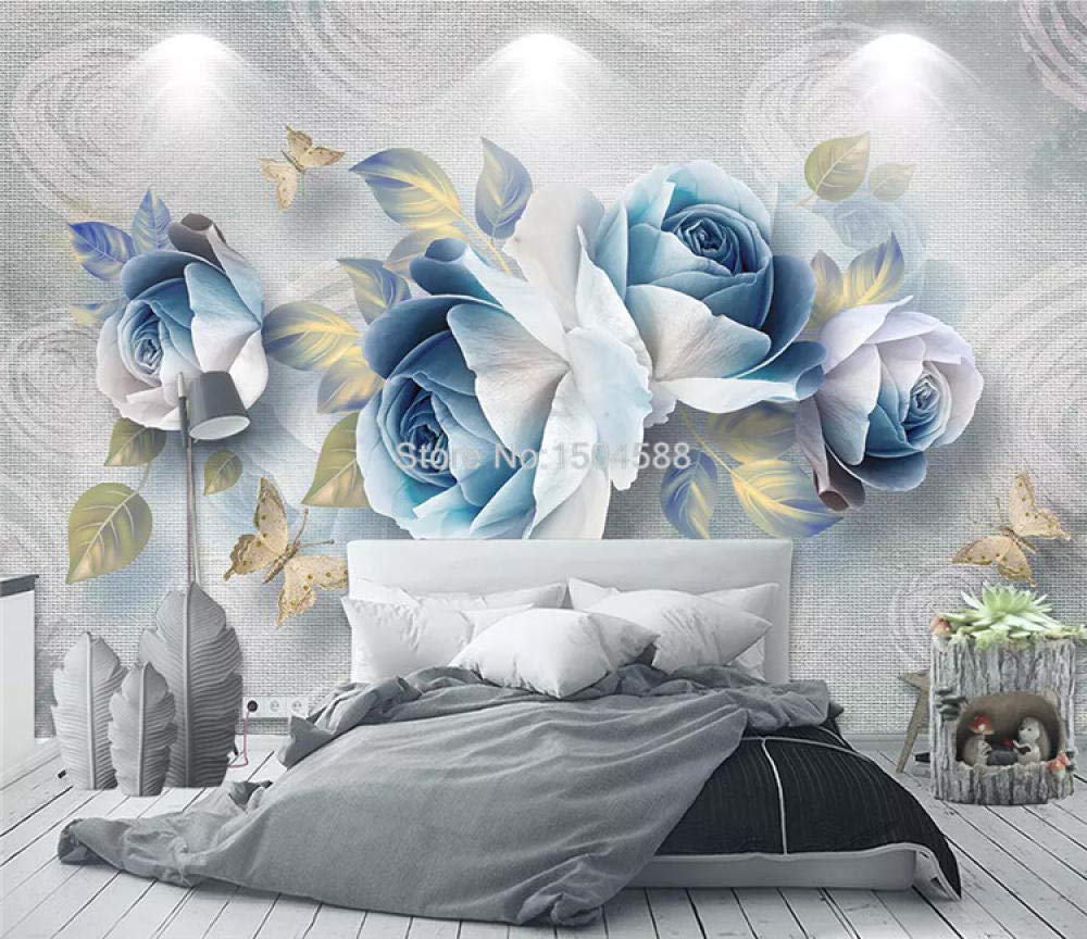 Papier peint 3D rose fleur pour masquer un grand mur blanc vide