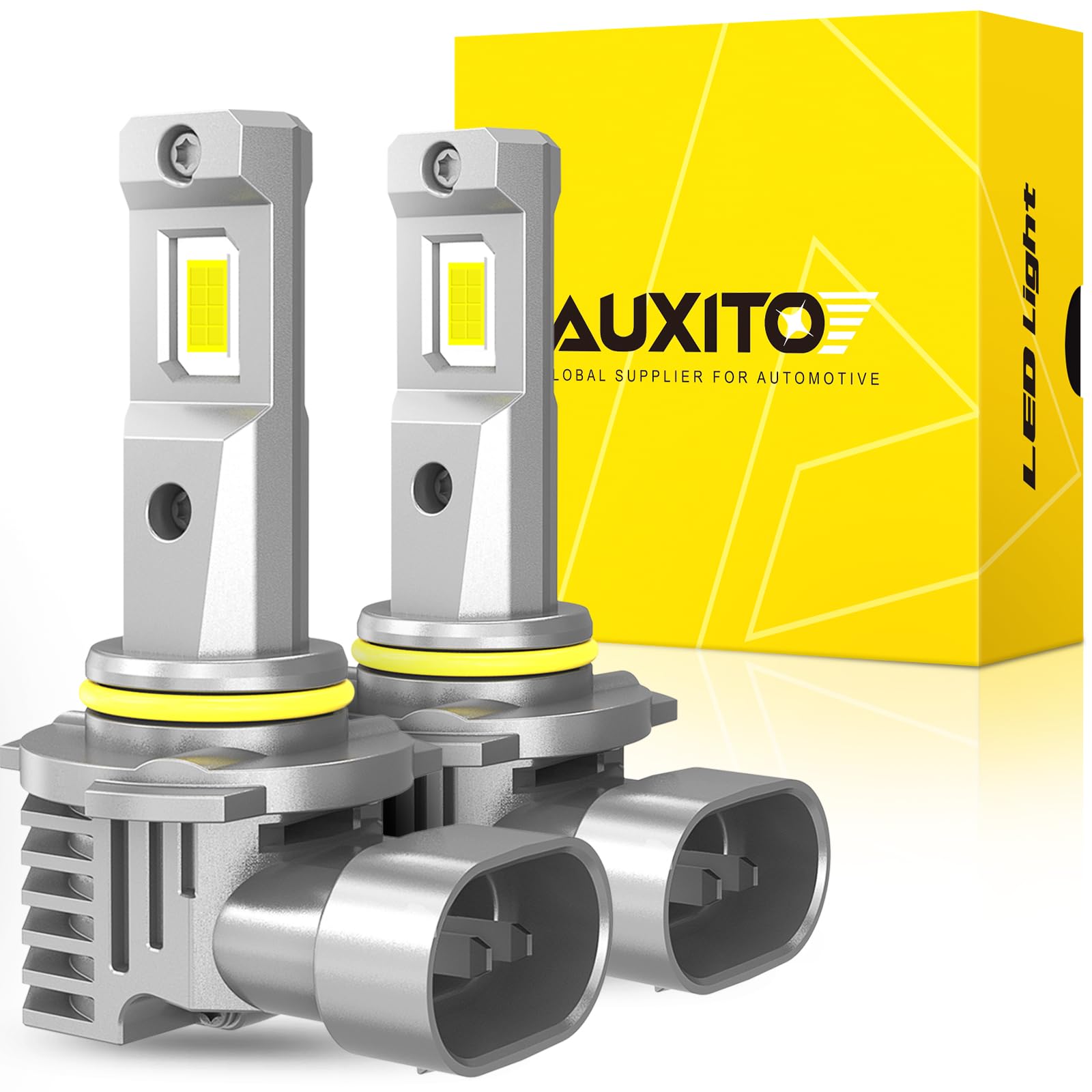 AUXITO 9005 LED Bulbs, 30000LM 900% Brightness 1:1 Mini Size Design Fog Lights, 6500K Cool White，Pack of 2