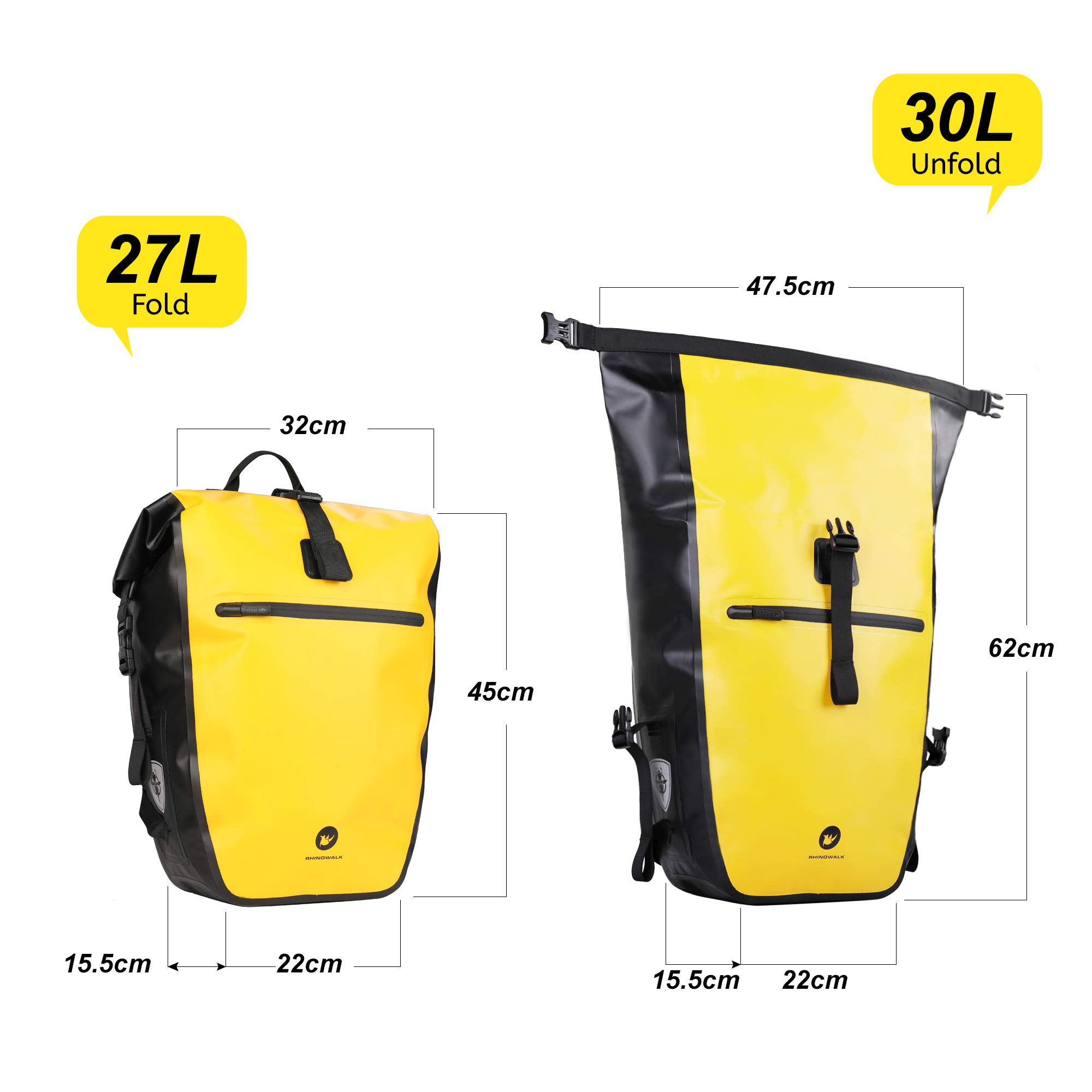 BAIGIO Bolso de Bicicleta Trinity para Panier Rack,27-30l, Bolso Impermeable Panier Rack, Bolso de Bicicleta, Bolsillo Frontal/Trasero, Mochila Multifuncional, Bolso de Equipaje, Bolso de Viaje