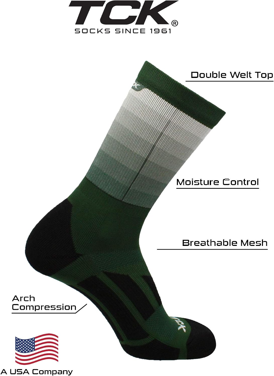 TCK Sublimated Fade Basketball Socks (Dark Green, Medium)
