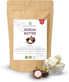 Cosmic Element Raw Organic Kokum Butter - Light, Firm Butter for Skin Care | Ideal for Making Soap, Lotion Bars, Lip Balm | Body Butter for Dry Skin - Scent-Free (8 Oz)
