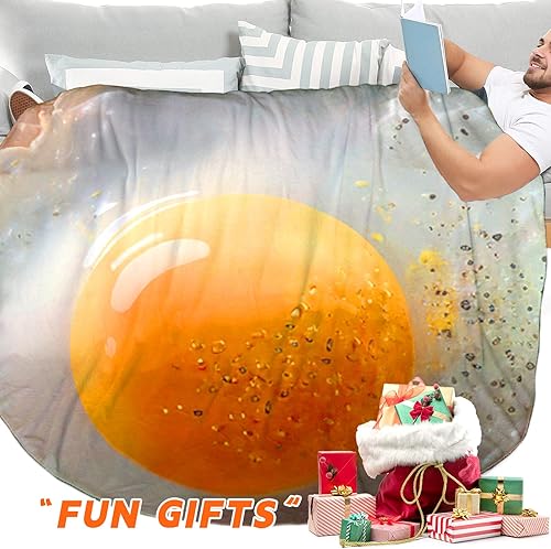Miniatura 4 de Manta gigante divertida de comida para adultos y niños, manta con estampado de huevos, manta redonda de franela suave para la siesta, ideas únicas,