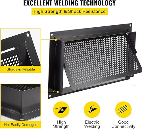 Miniatura 5 de VEVOR, 8 pulgadas de alto x 16 pulgadas de ancho x 2 pulgadas de profundidad, reduce el riesgo de daños de la base, negro, ventilación de inundación