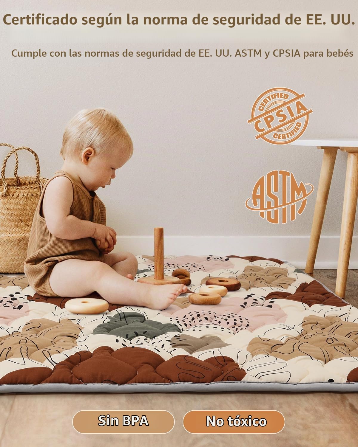 Blissful Diary Alfombra Bebé Acolchada Plegable 150x150cm, Tapete Bebé