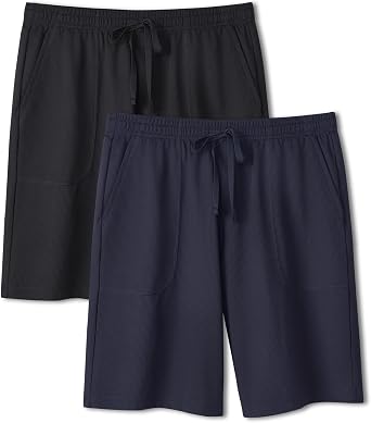 DAVID ARCHY Mens Pajama Shorts Quick-Dry & Lightweight Sleep Shorts Breathable Loungewear Pajama bottoms with Pockets 2 Pack