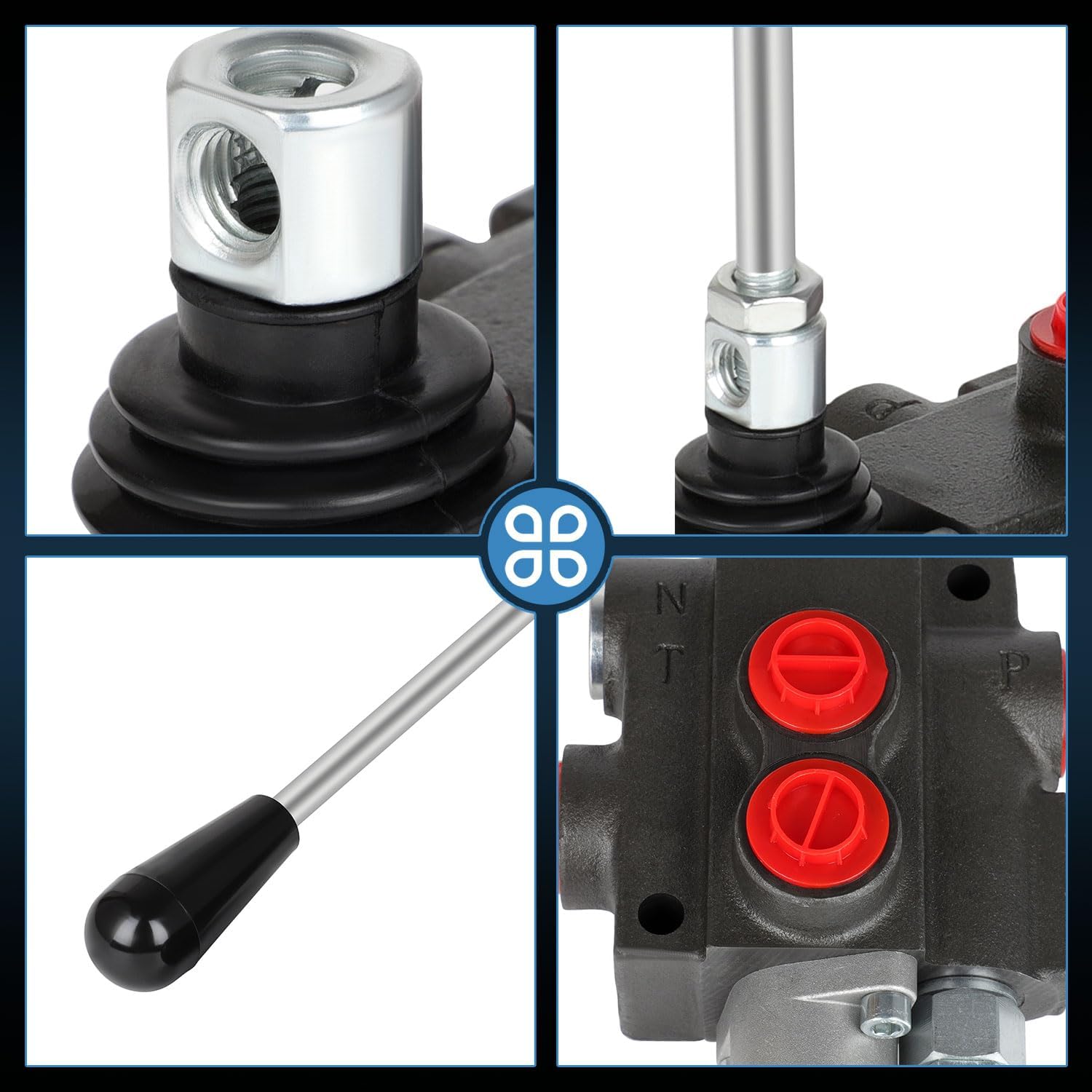 Hydraulic Flow Control Valve, 1 Spool 11 GPM Hydraulic Directional Control Valve Adjustable Hydraulic Joystick Control Valve for Double Acting Tractor Loader, Tanks Loaders and Log Splitters