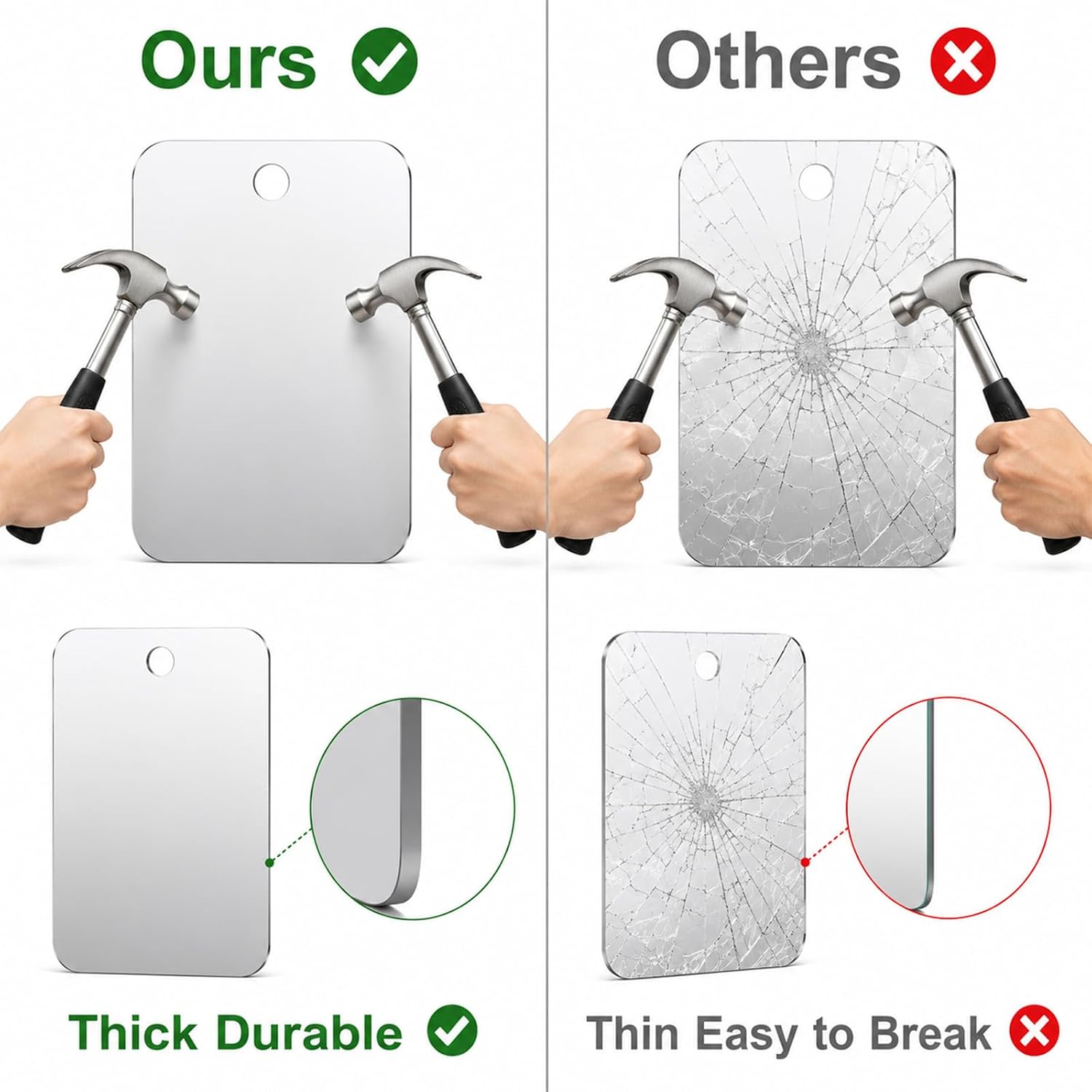 WLLHYF Shatterproof Shower Mirror Fogless for Shaving