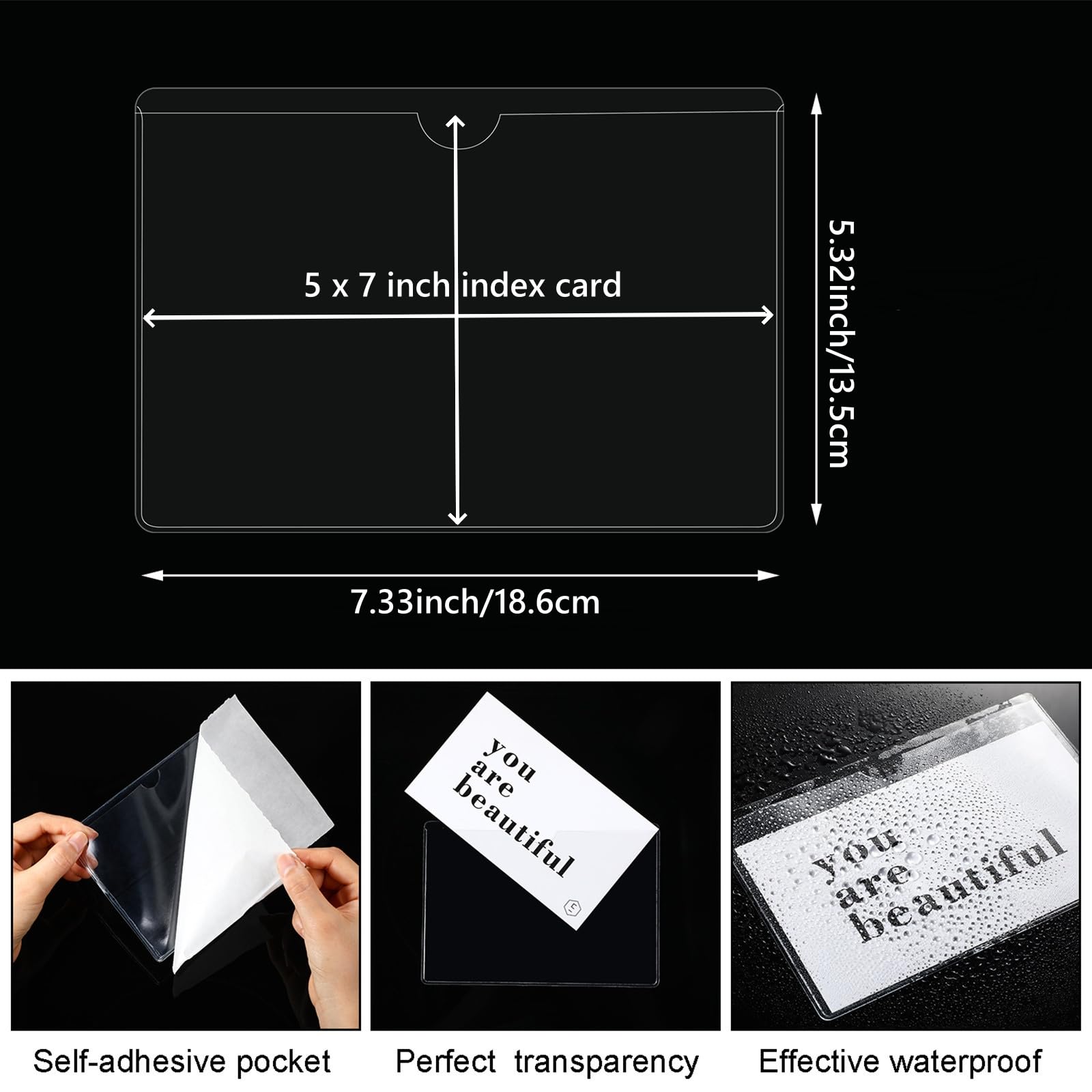 Chinco 30 tasche autoadesive, etichette per bidoni della spazzatura, custodie trasparenti per etichette, porta carte in plastica con apertura superiore per organizzare bidoni, scatole e cassetti (12,7