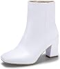 IDIFU Womens Aliza Fashion Square Toe Short Boots Side Zipper Low Block Heel Ankle Booties