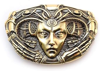 Medusa Gorgon 2.0 belt buckle, Modern mythological creature with snakes on its head Medusa Gorgon solid brass belt buckle