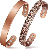 Mahnco Pure Copper Magnetic Bracelet for Women & Men: Lymph Detox with 6x 3500 Gauss Magnets - Adjustable Arthritis Pain Relief Jewelry