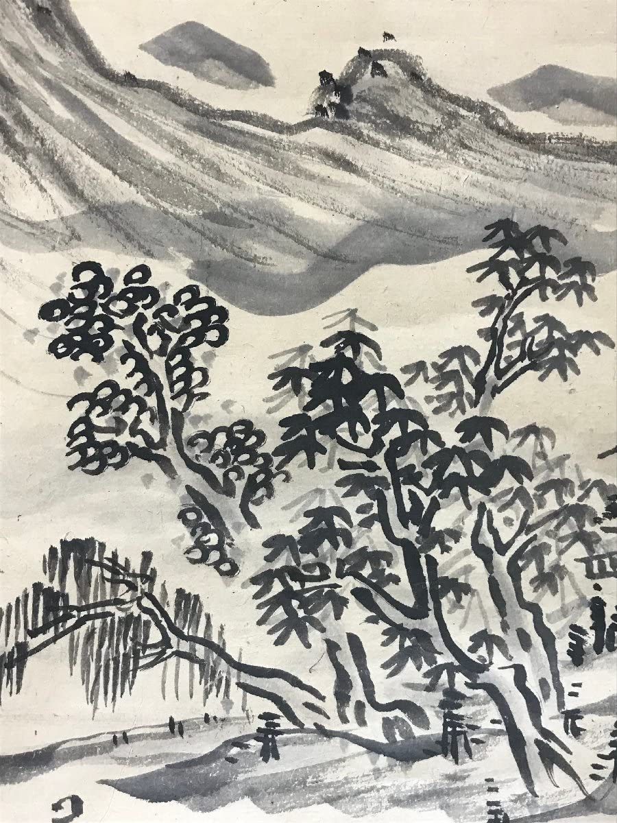 Amazon.co.jp: BP-455 福田半香 福田佶 在銘 掛軸 肉筆 山水図 風景画  