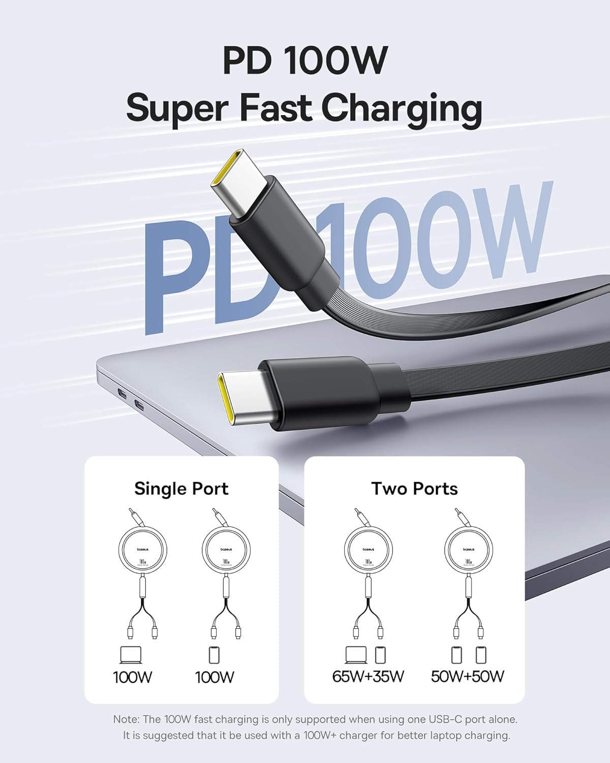 100W Retractable USB-C Cable power distribution