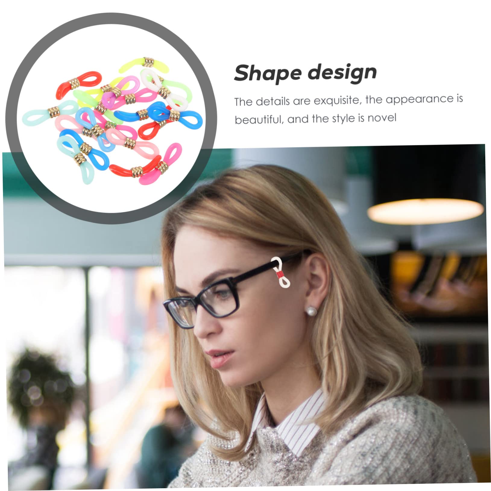 Holibanna Support de Lunettes Embouts pour Chaîne de Lunettes Antidérapant en Silicone et Métal, Lot de 60 Réglables pour Éviter la Perte