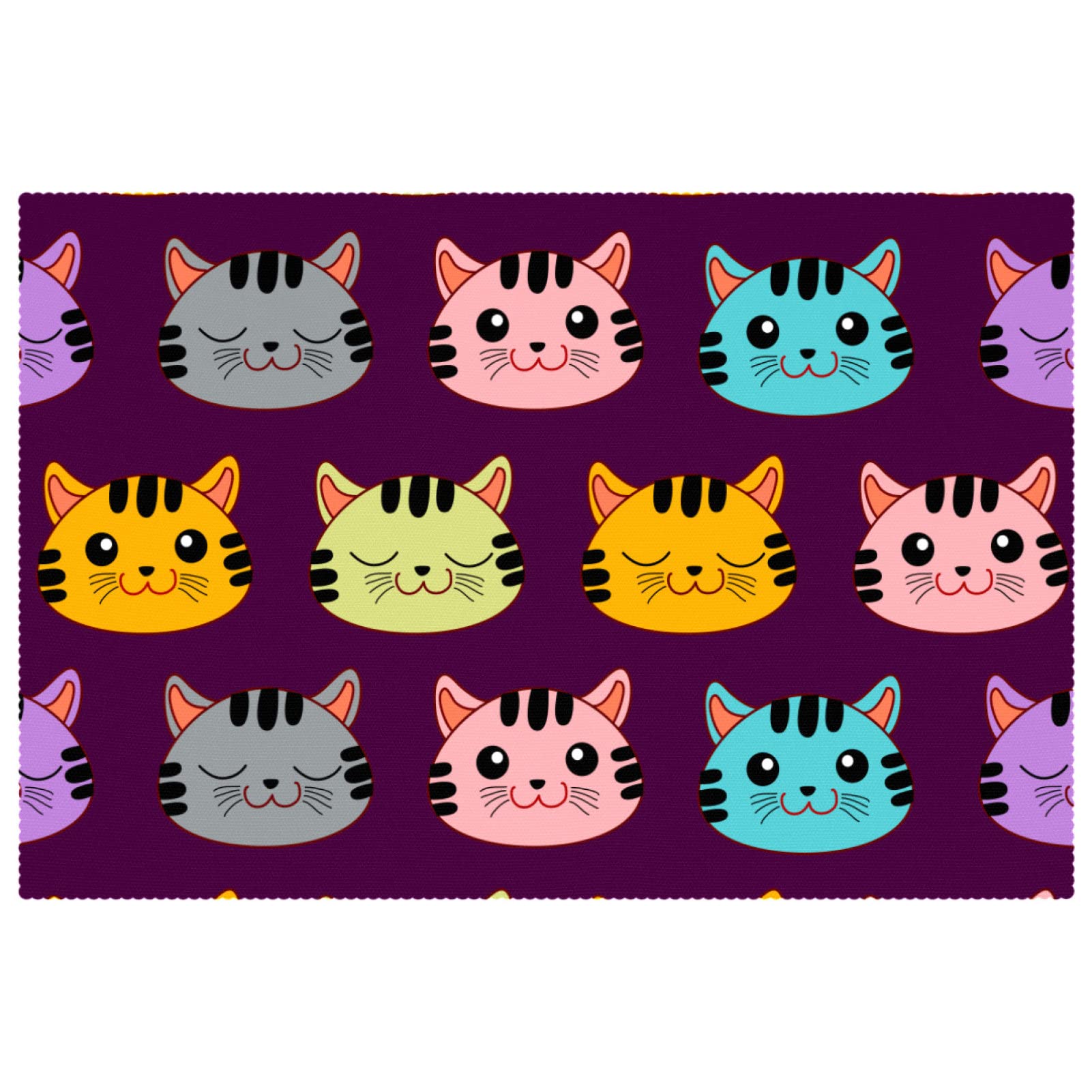 Set de table chat antidérapant résistant à la chaleur lot de 6