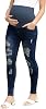 Womens Maternity Jeans Skinny Butt Lift Slim Stretch Pants Over Belly with 4 Pockets Navy Blue L