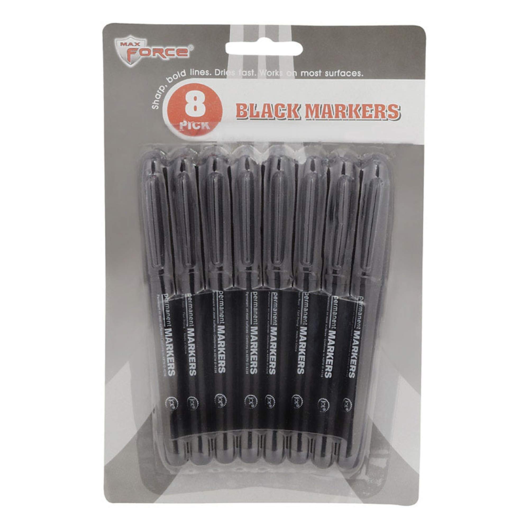 Diamond VisionsMax Force Black Felt Tip Permanent Marker 8 pk