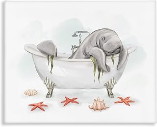 Stupell Industries 'Manatee Sea Life in Bathtub'| Canvas Art