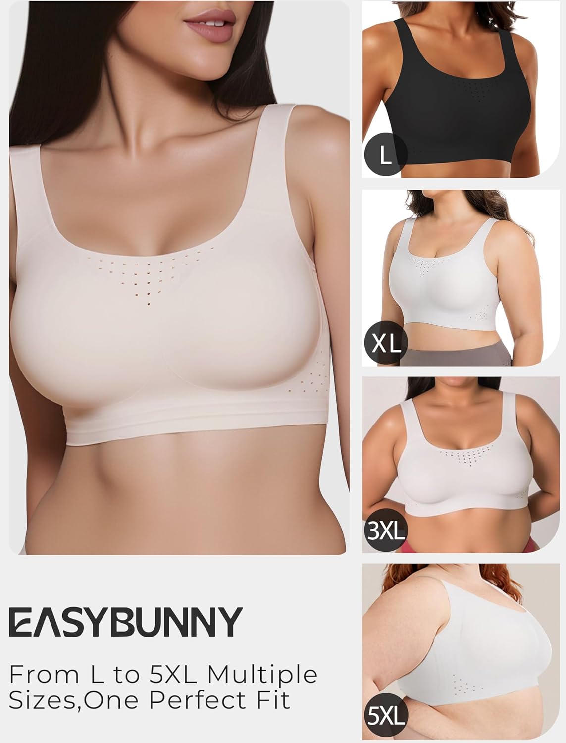Womens Minimizer Bras for Women Full Coverage Wireless Plus Size Supportive Wide Strap Tshirt Seamless Bra Bralette - Image 6