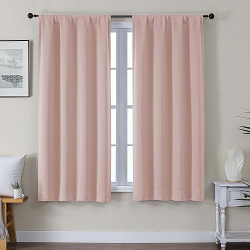 Miniatura 24 de Gwine - Cortinas opacas negras para dormitorio de 84 pulgadas de largo, juego de 2 paneles, cortinas sólidas reductoras de ruido con aislamiento