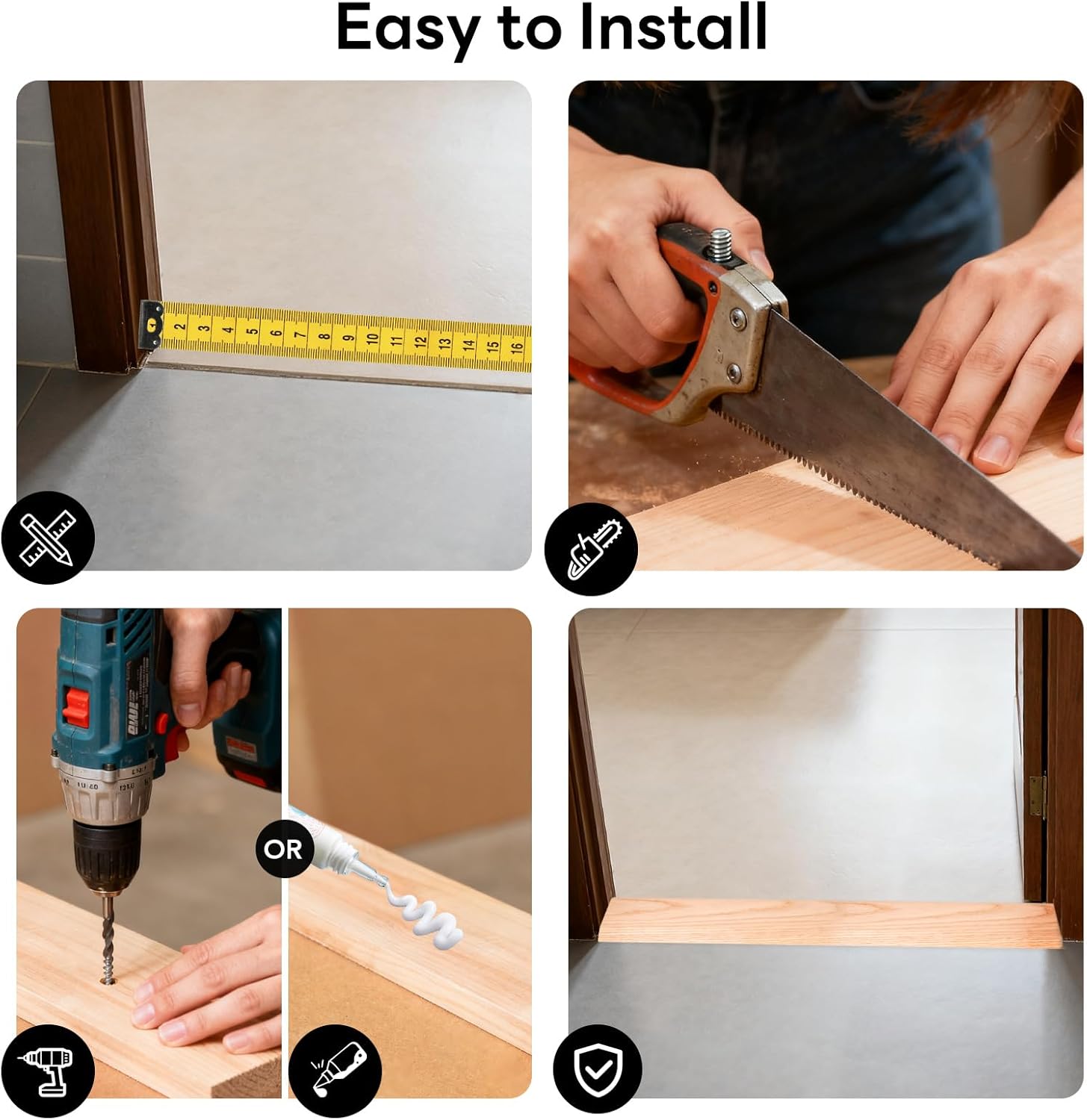 Raytano 5" W×36" L Flat Profile Solid Oak Floor Transition Strip, Wood Door Threshold for Tile Carpet Wood Laminate Vinyl Flooring (5/8" H,5" W, 36" L)