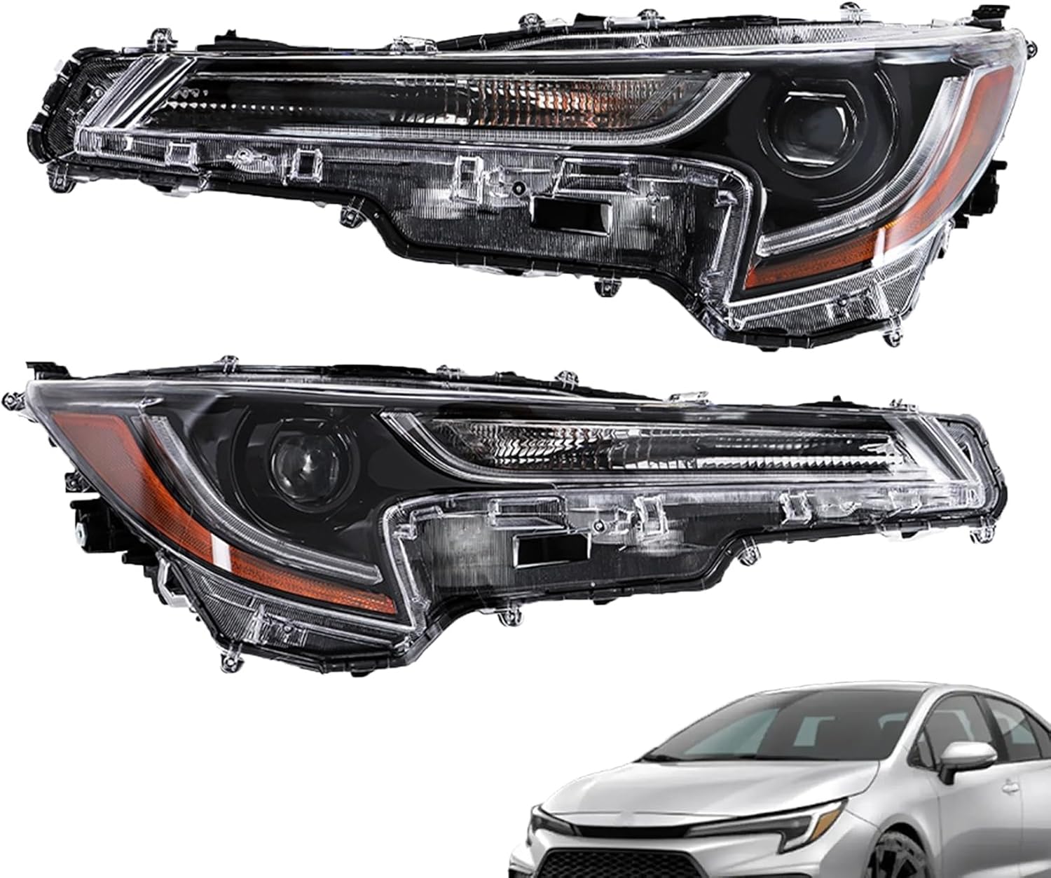 1 Pair Headlights Kit Driver Passenger Side Replacement for Corolla 2023-2024