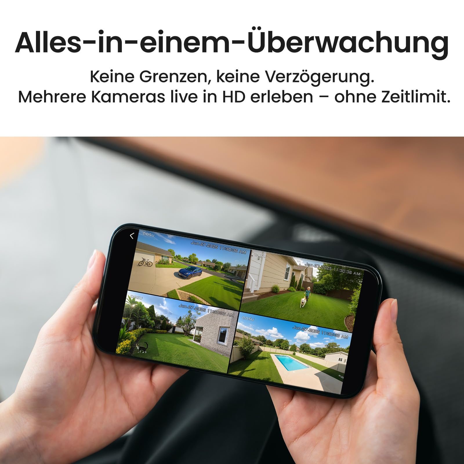 aosu T2 Ultra Zestaw 4 Kamer Solarnych 4K UHD WiFi — 360° Obrót, Auto-Tracking, Kolorowa Noktowizja, Stacja aosuBase 2.0, bez Abonamentu — miniatura 6