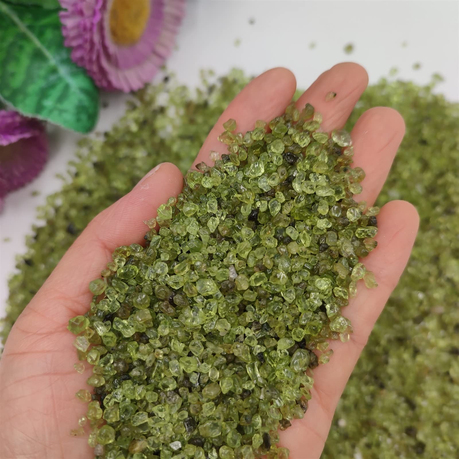 Lote de 100 g/Paquete de peridoto Natural, olivino, Cristal de Cuarzo, Piedra caída, Grava, decoración de la habitación del hogar, Acuario DIY Inicio Colecciones