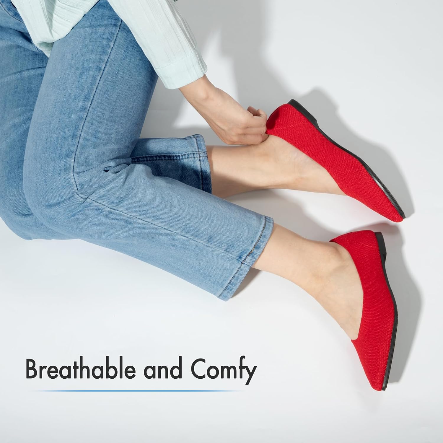 ATHMILE Pointed Toe Flats for Women Dressy Bronze Work Shoes Business Casul Knit Ballet Flats Slip on Office Ladies Comforttable Dress - Image 2