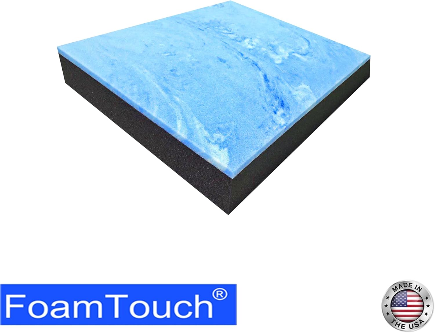 FoamTouch 5'' x 24'' x 24'' Gel Memory Foam Over Charcoal Foam, 1" Gel Memory Foam Over 4'' High Density Charcoal Foam, Couch Cushion, Seat Cushion, Wheelchair Cushion, Bench Cushion…NO Cover