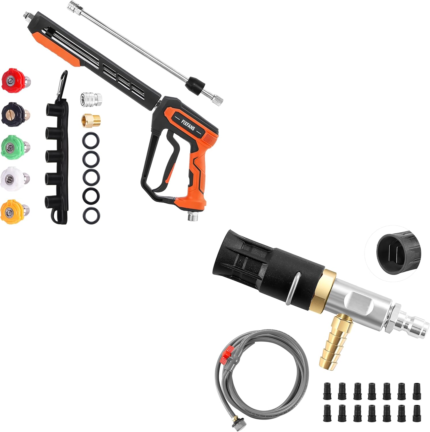 FIXFANS Pressure Washer Gun Kit, Adjustable Long Range Nozzle for Pressure Washer 4-4.5 GPM