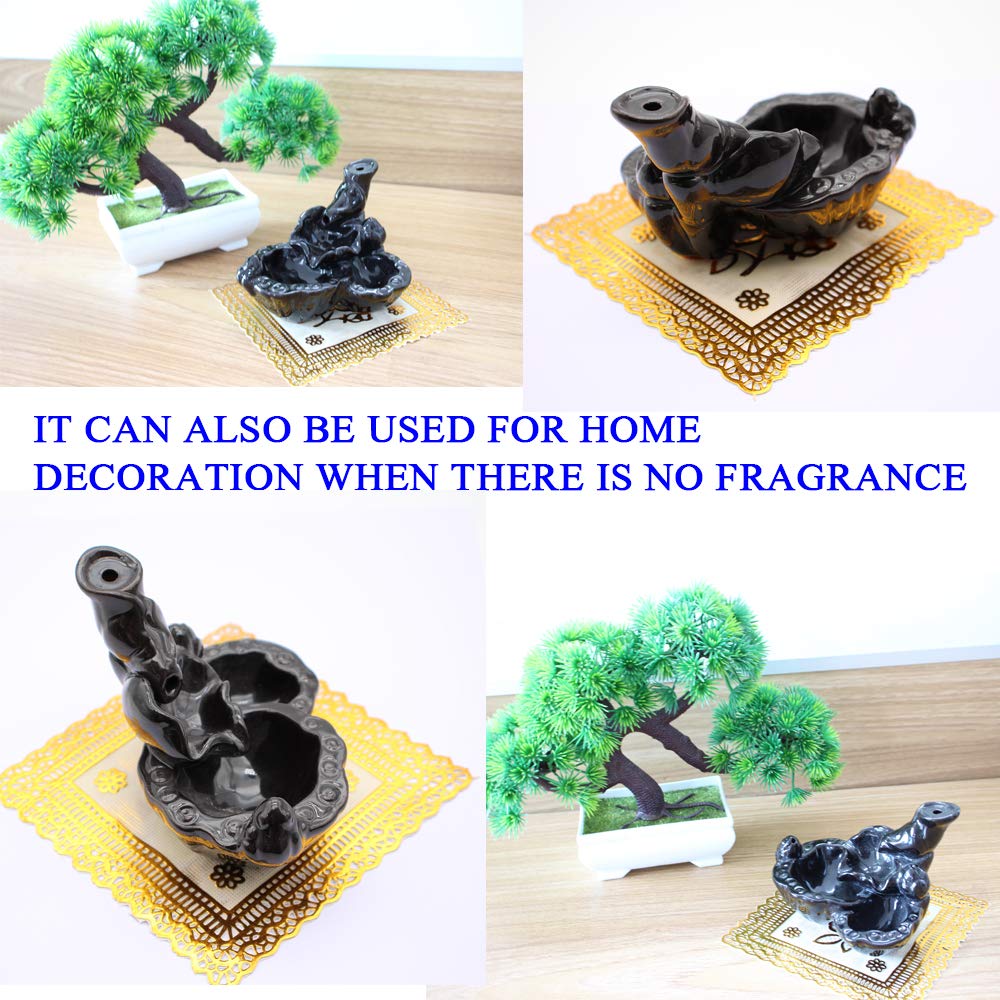 Bruciatore Di Incenso A Riflusso In Ceramica A Forma Di Loto: Kit Con 50 Coni E 40 Bastoncini, Cascata Di Fumo Per Meditazione - 2