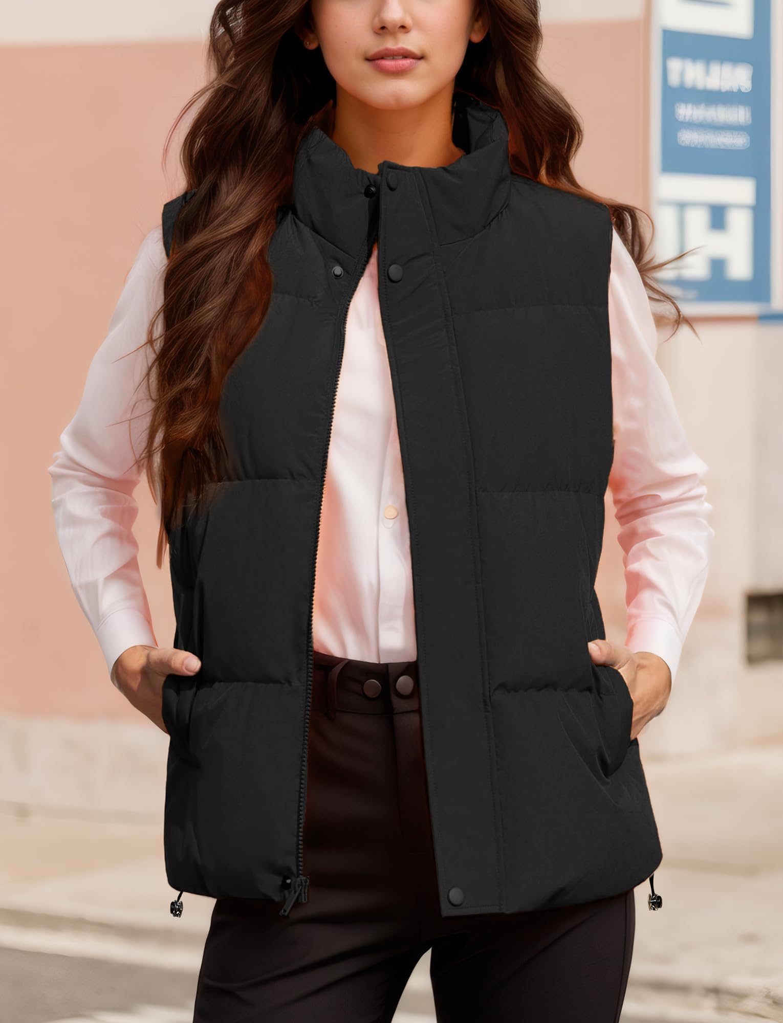 FEOYA Femme Gilet sans Manche Gilet Duvet Doudoune Zippé Adulte Veste Hiver Légère Matelassée Zippée avec Poches