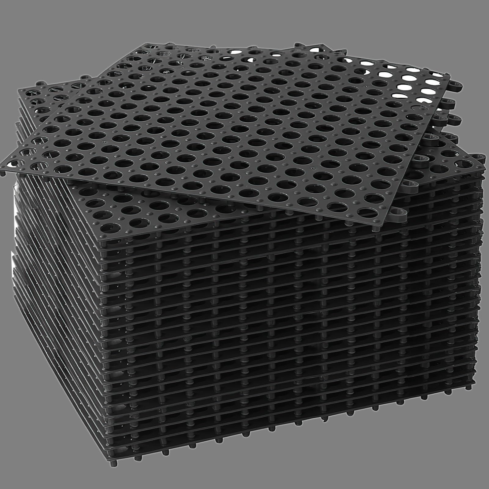 Lot de 24 Dalles Drainantes Grises Emboîtables en PVC, 30 x 30 cm