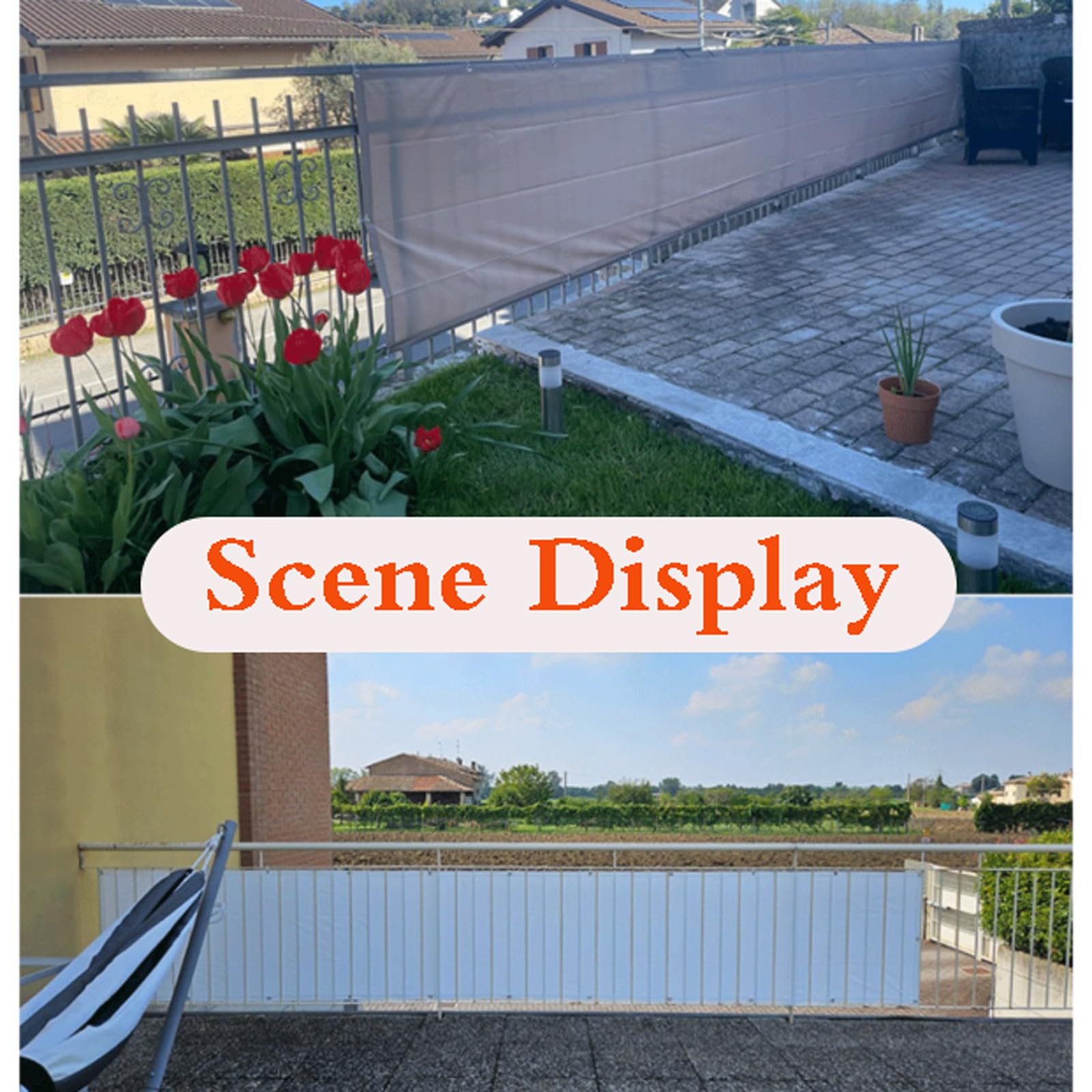 Copri Ringhiera Balcone,Frangivisto per Balcone,Frangivista E Telo Frangivento per Balconi,Telo Frangivista Balcone Ringhiera con Occhielli,Impermeabile,per Terrazza Esterno