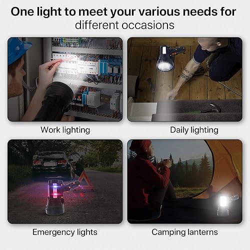 Miniatura 6 de Potente foco linterna recargable súper brillante de 6000 lúmenes con 3 modos de luz, batería de larga duración, impermeable, construcción duradera