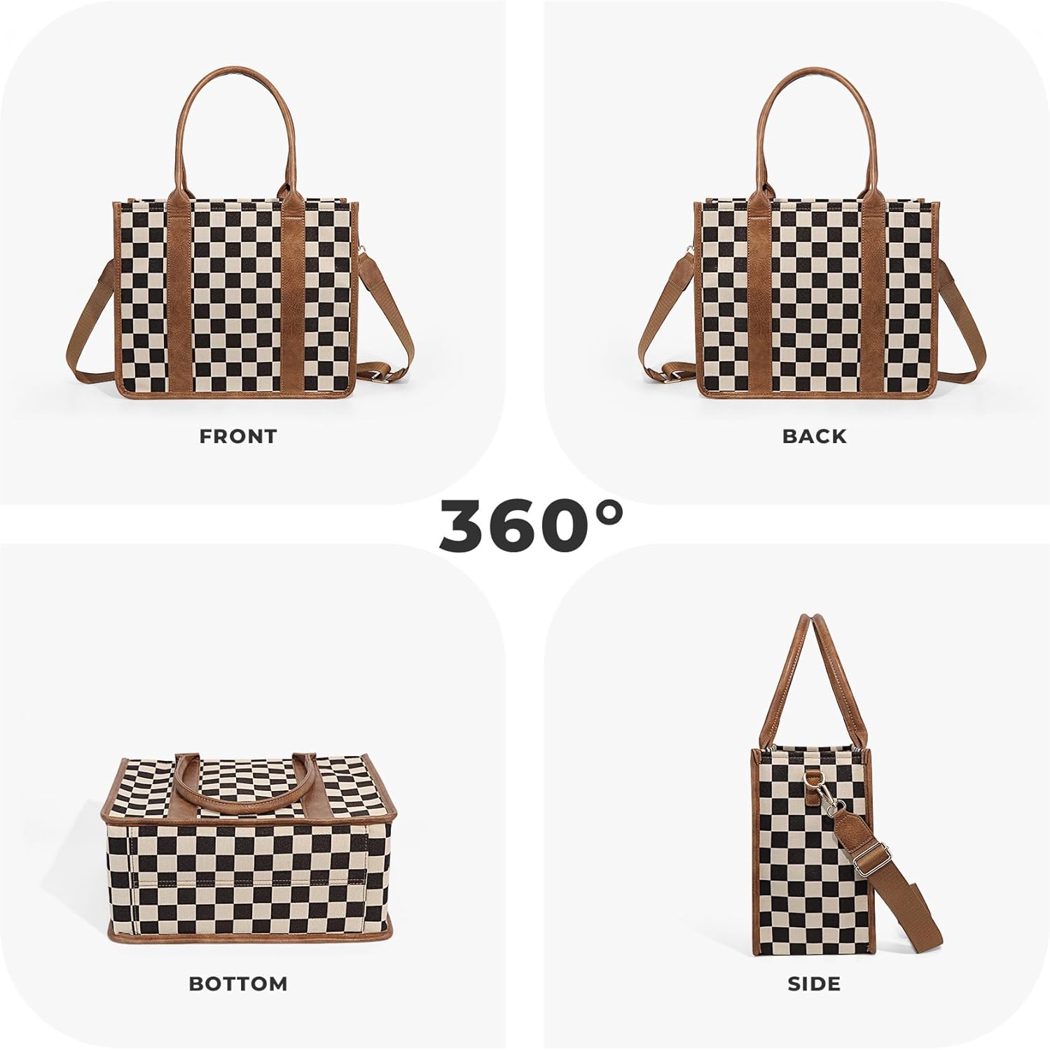 Checkered Tote Bag for Women - Plaid Handbag Checkerboard Crossbody Shoulder Bag Trendy Checkered Tote Purse