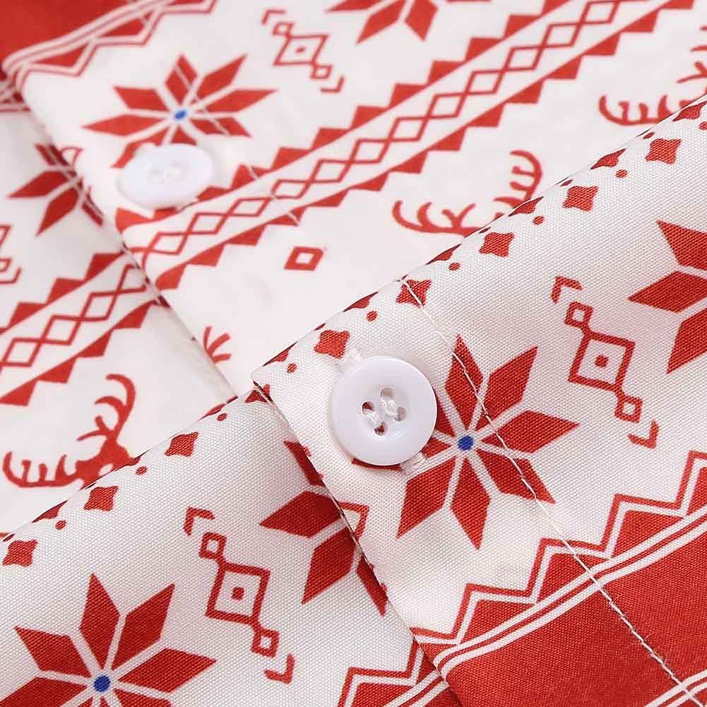 yolsun Christmas Shirt for Men Casual Button Down Short Sleeve Hawaiian Shirt(Chritmas Red-001,L)