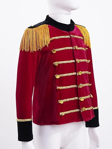 Miniatura 4 de ACSUSS Disfraz de tambor para niños y niños, con borlas, trenza dorada, banda de marcha, uniforme de guardia de honor