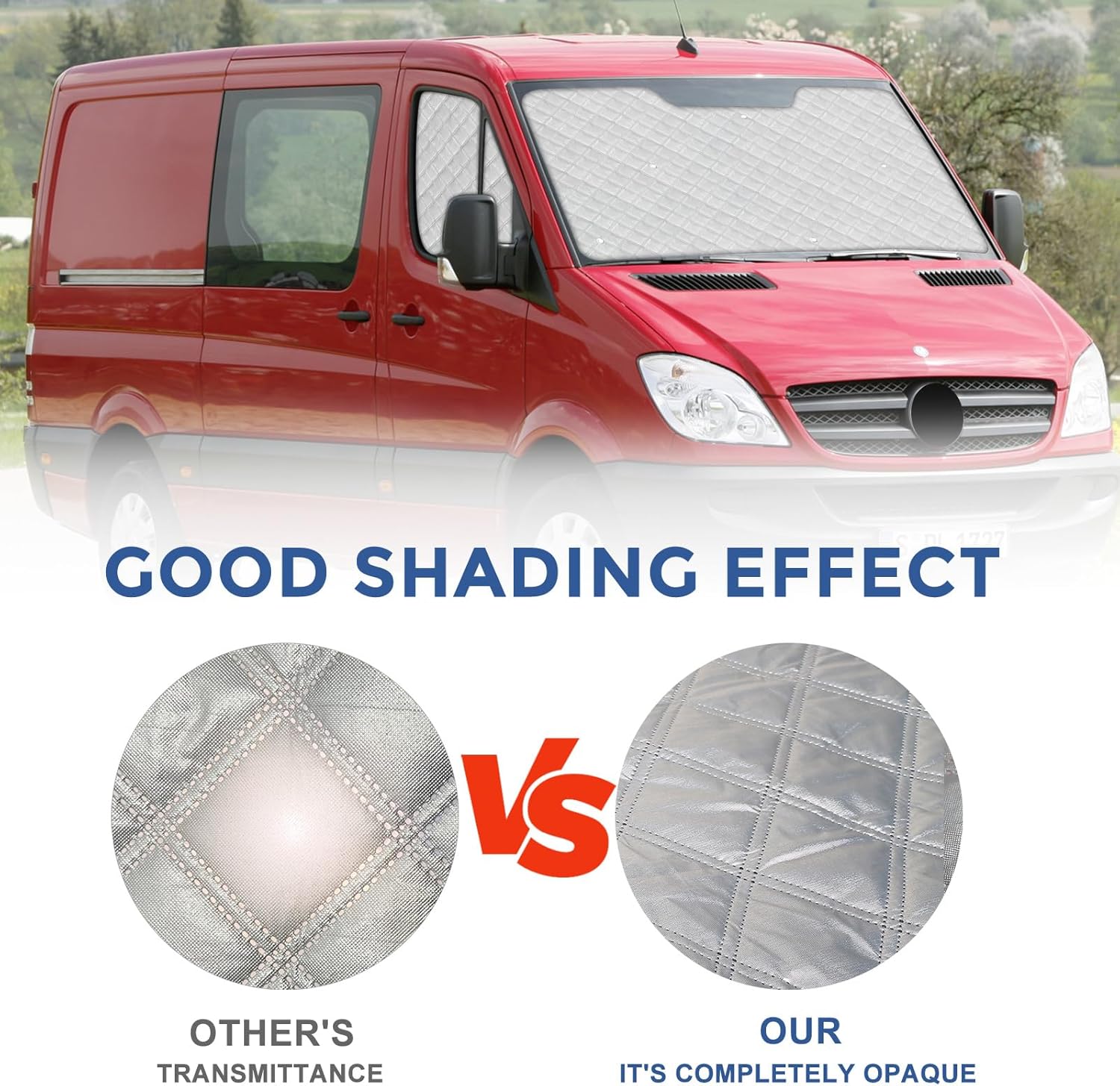 Mercedes Sprinter Sun Shade 2006-2019 | 3-Piece Van Window Covers with Thermal Insulation & UV Protection | Car Window Shades (Front Windshield & Side Covers)