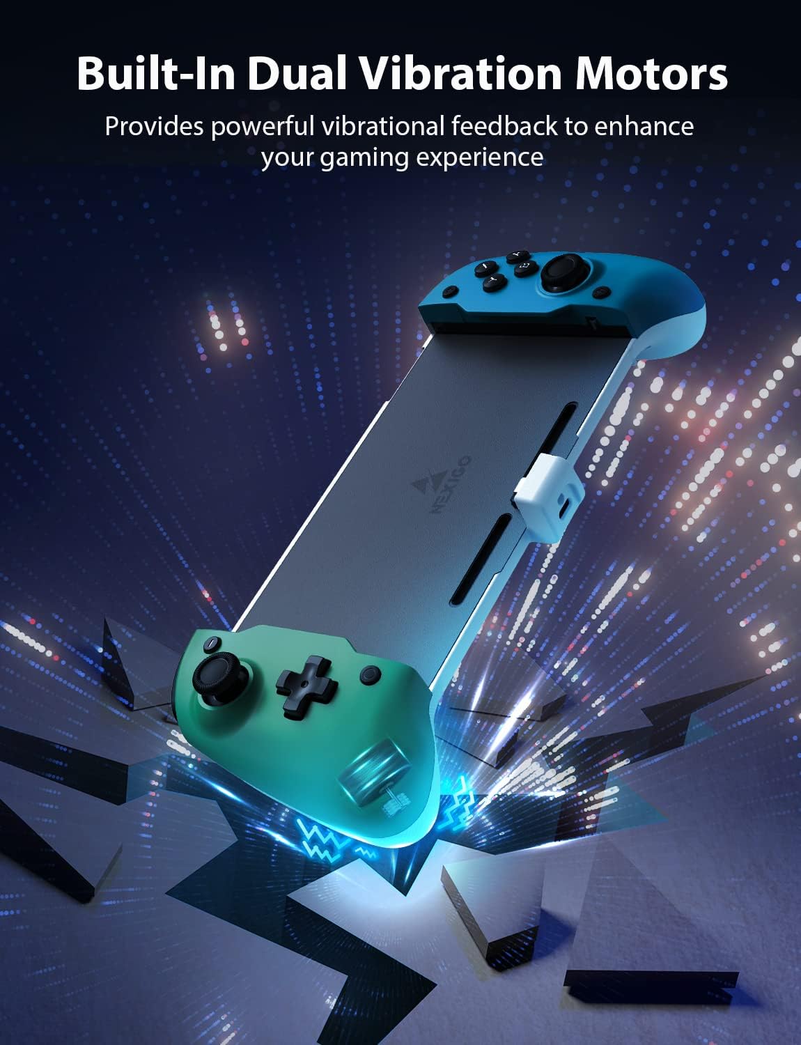NexiGo Gripcon, Enhanced Switch/Switch OLED Controller for Handheld Mode, Ergonomic Controller for Nintendo Switch OLED with 6-Axis Gyro, Mapping, Vibration (Green & Blue)
