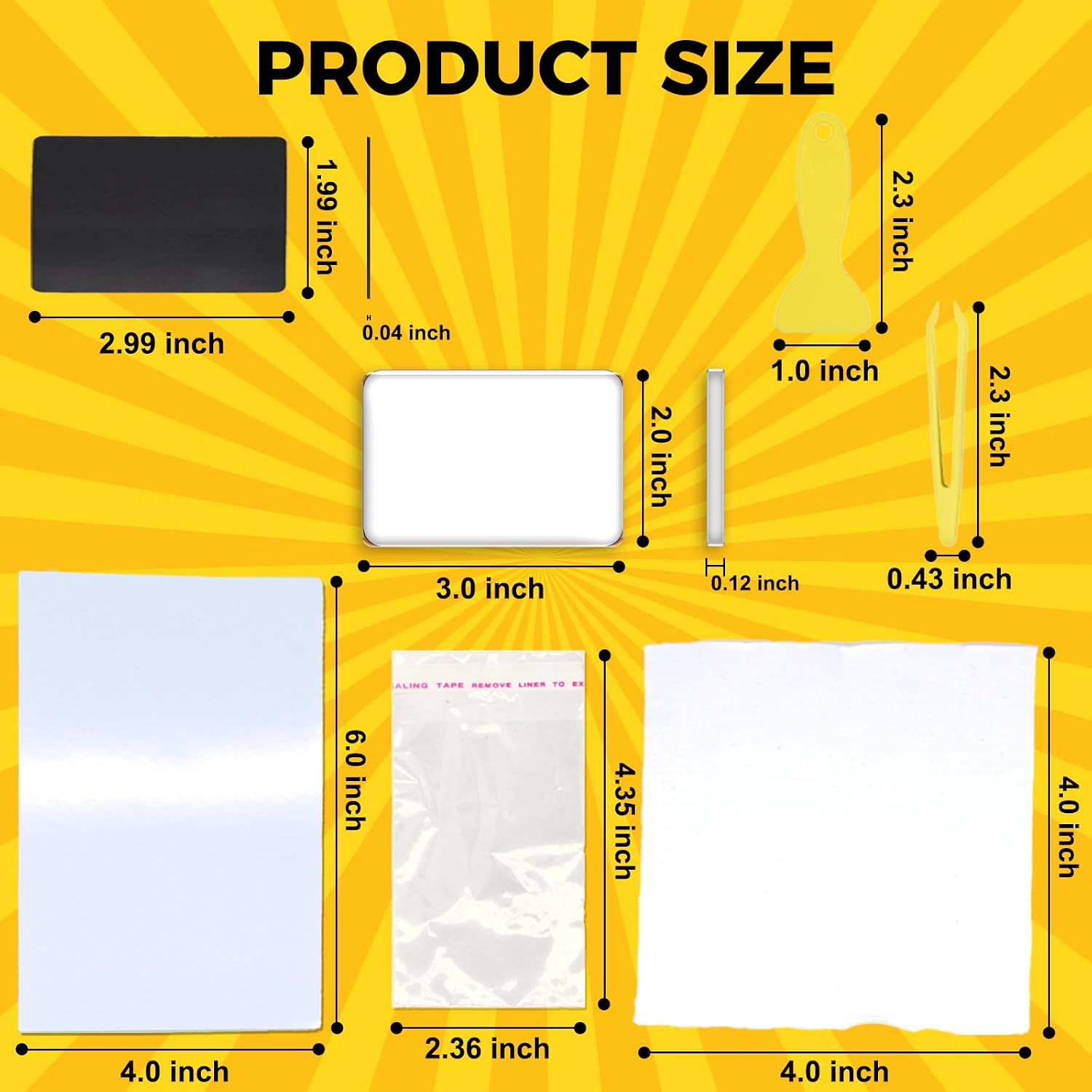 9 Pack Blank Acrylic Fridge Magnets Set, 3" x 2", Inc Photo Paper, Personal DIY Decorative Refrigerator Magnets Kits with Adhesive Backing, for Home Locker (Classic Style, 3"x2" 9p)