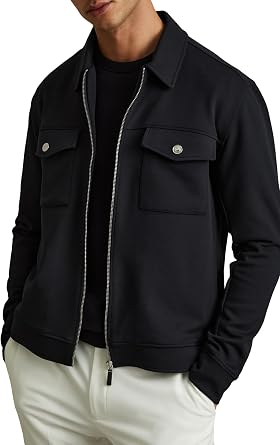 REISS Mens MEDINA LS Interlock Zip Through Overshirt