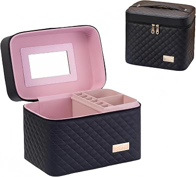 Cosmetic Storage Box, Extra Large Capacity, Makeup Case, Makeup Box, Makeup Storage Case, Cosmetics Case, Jewelry Box, Large Capacity, Mirror Included, Skin Care, Storage, Cosmetic Pouch, Vanity Bag
