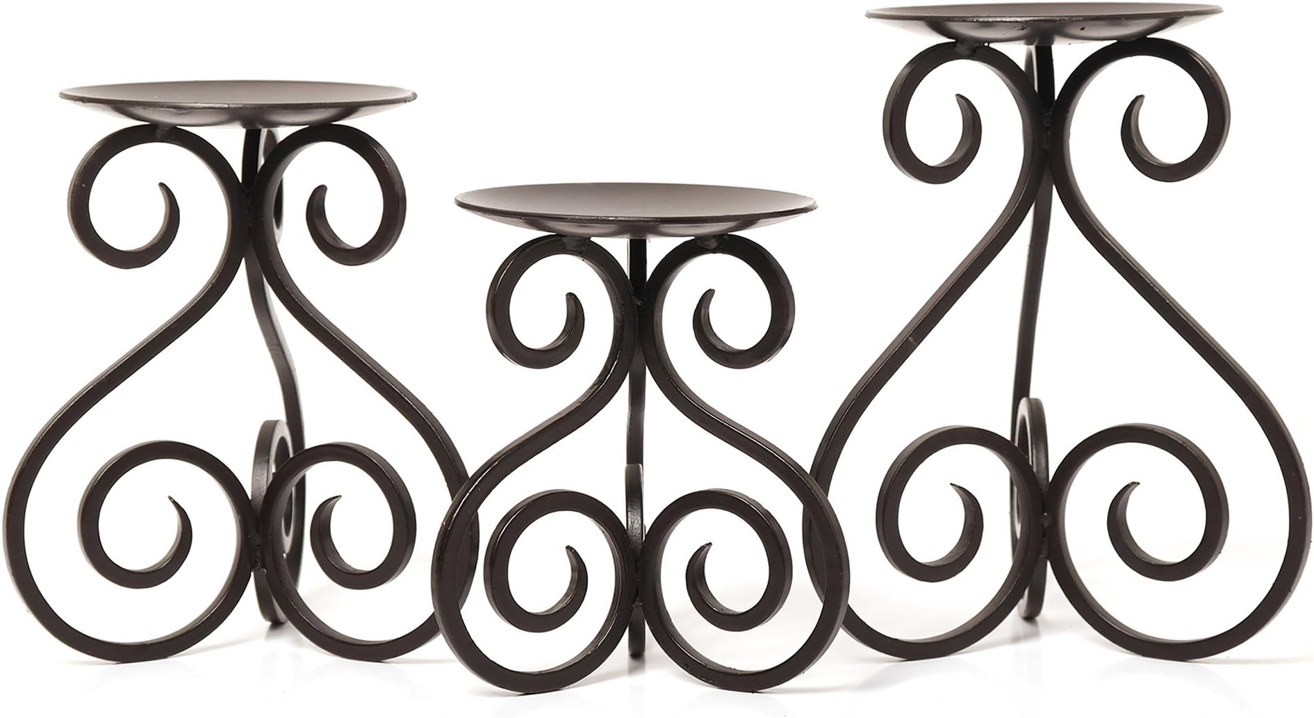 Illuminate in Style with Our Set of 3 Iron Candle LED Pillar Holders - Large 7 Inches, Medium 6 Inches, Small 5 Inches High for Versatile and Elegant Home Decor