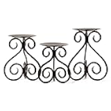 Illuminate in Style with Our Set of 3 Iron Candle LED Pillar Holders - Large 7 Inches, Medium 6 Inches, Small 5 Inches High for Versatile and Elegant Home Decor