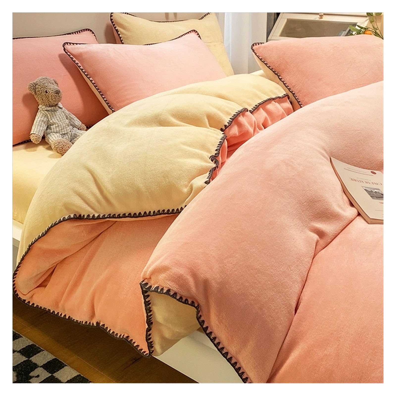 Copripiumino Soffice in Pelliccia Sintetica Copripiumino in Flanella di Velluto Set di Biancheria da Letto in Peluche Morbido di Lusso da 4 Pezzi Caldo Invernale (Colore : 07, Dimensioni : 2.0m Bed