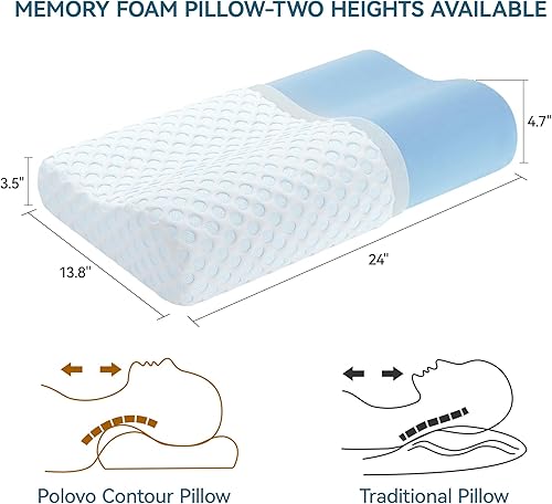 Miniatura 6 de Hcore Almohada de espuma viscoelástica, almohada ortopédica cervical con contorno de cuello para dormir de lado, espalda, estómago, almohada